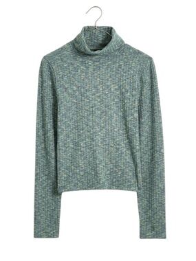Madewell Brightside Fine Rib Turtleneck in Nighttime Green Blue Size M #2210